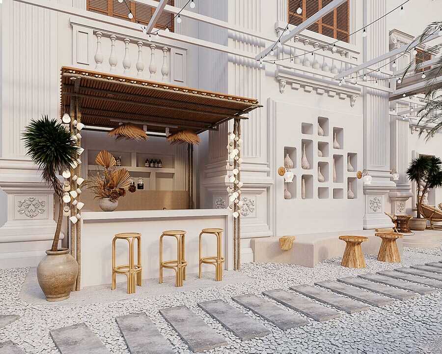 C'est Coffee - 420m² - Phong cách Địa Trung Hải