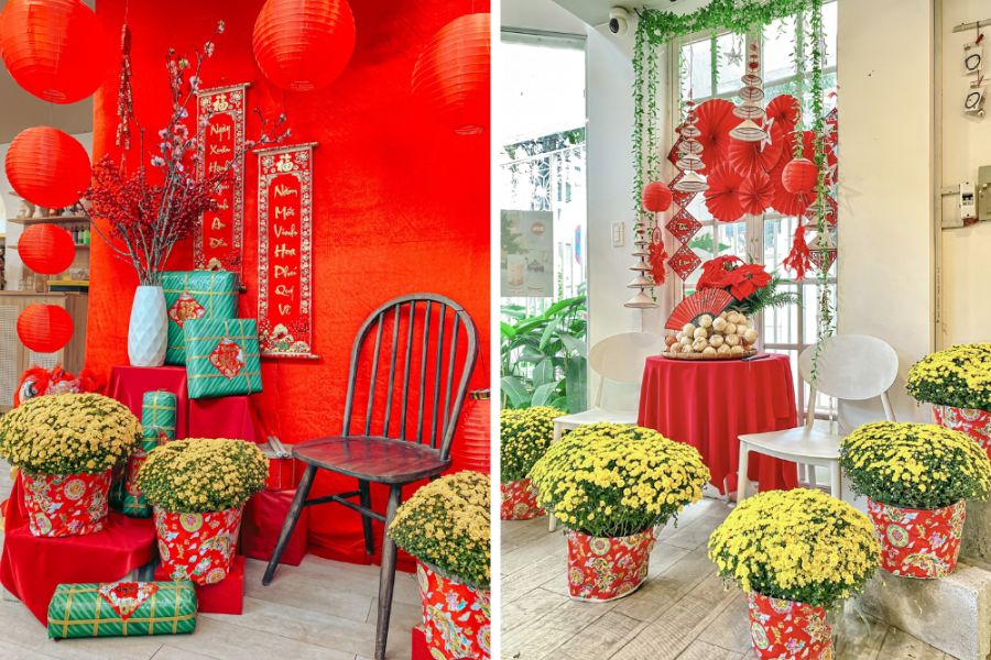20+ Mẫu Trang Trí Tết Quán Cafe 2026 – Đẹp, Sáng Tạo, Dễ Thi Công 4 Trang trí Tết quán cafe