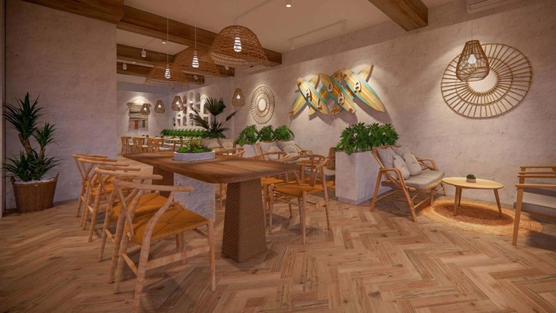 17 Mẫu thiết kế, trang trí quán cafe làm bằng tre sáng tạo và ấn tượng 1 thiết kế quán cafe bằng tre