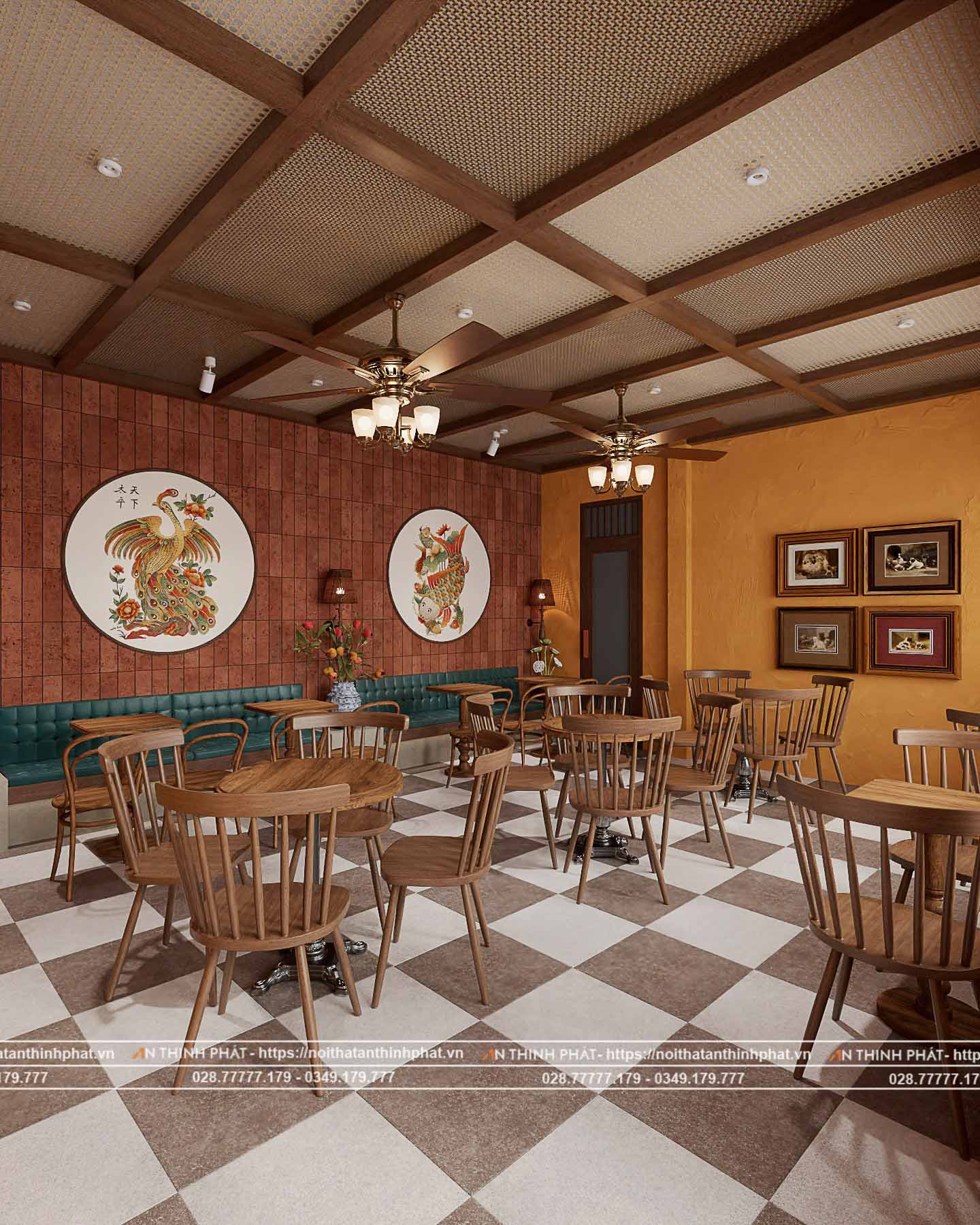 View nội thất bên trong vẫn giữ được cái sự hoài cổ ấy, kết hợp với những vật liệu hiện đại giúp quán trở nên mới mẻ hơn