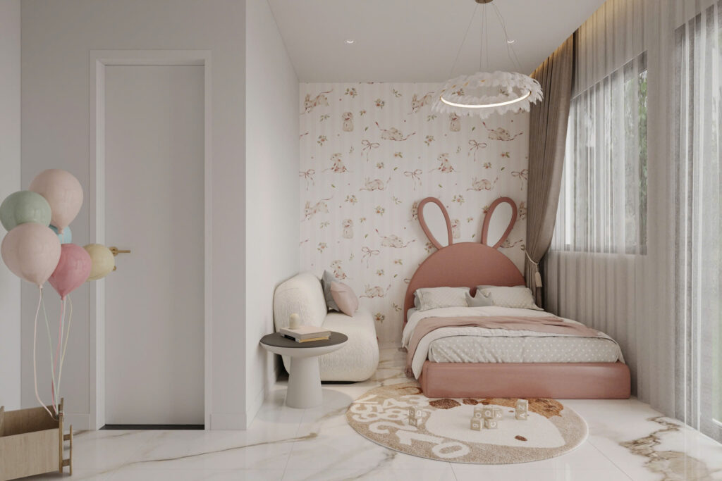 Nội thất căn hộ Quận 12 - 48m2 7 Phòng ngủ của bé, được thiết kế gọn gàng, mang đến không gian rộng rãi để các bé có thể vui chơi tại chính căn phòng của mình