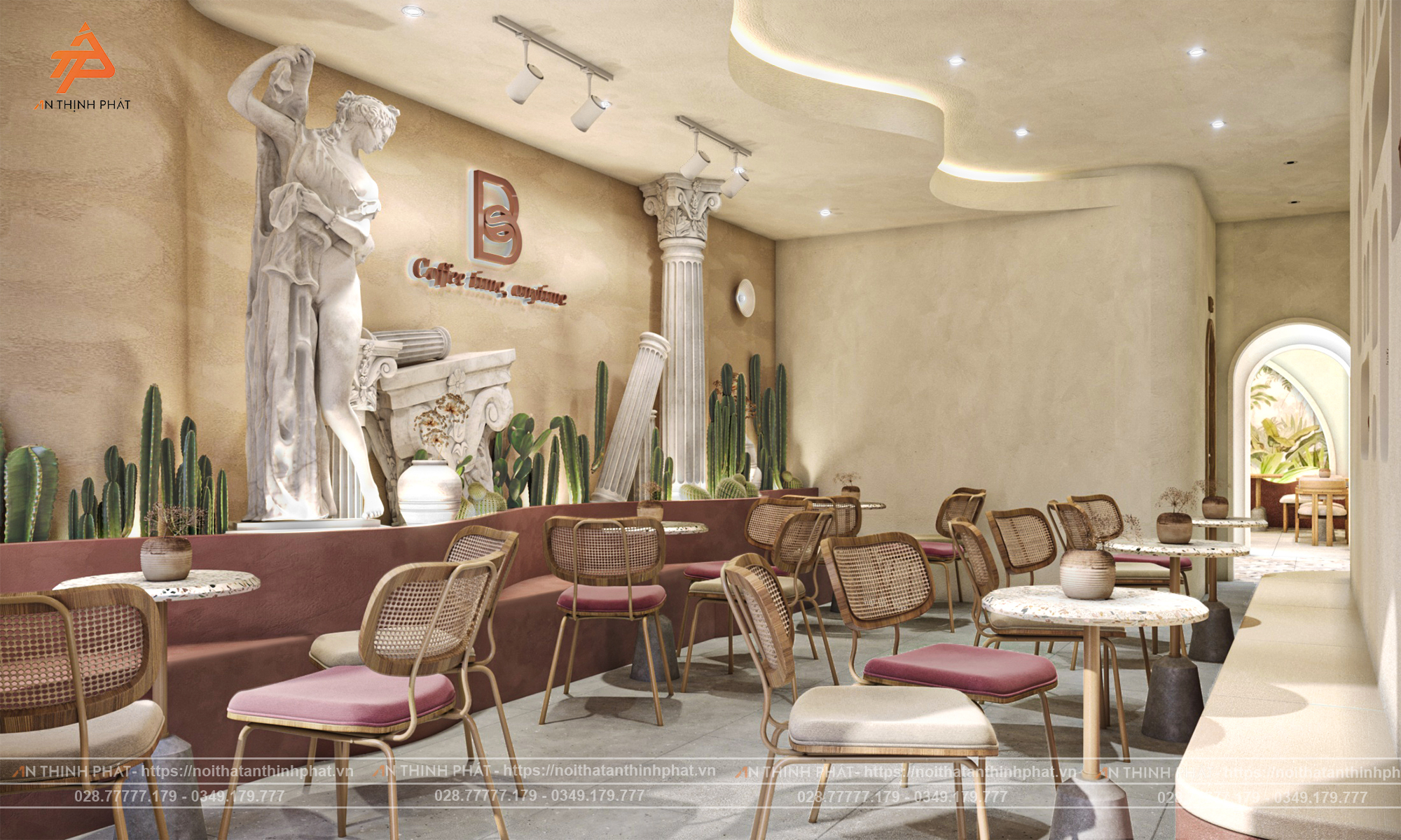 Em Xinh Coffee - 148 m² - Phong Cách Địa Trung Hải 15 Em Xinh Coffe thiết kế bởi Kiến trúc Nội thất An Thịnh Phát