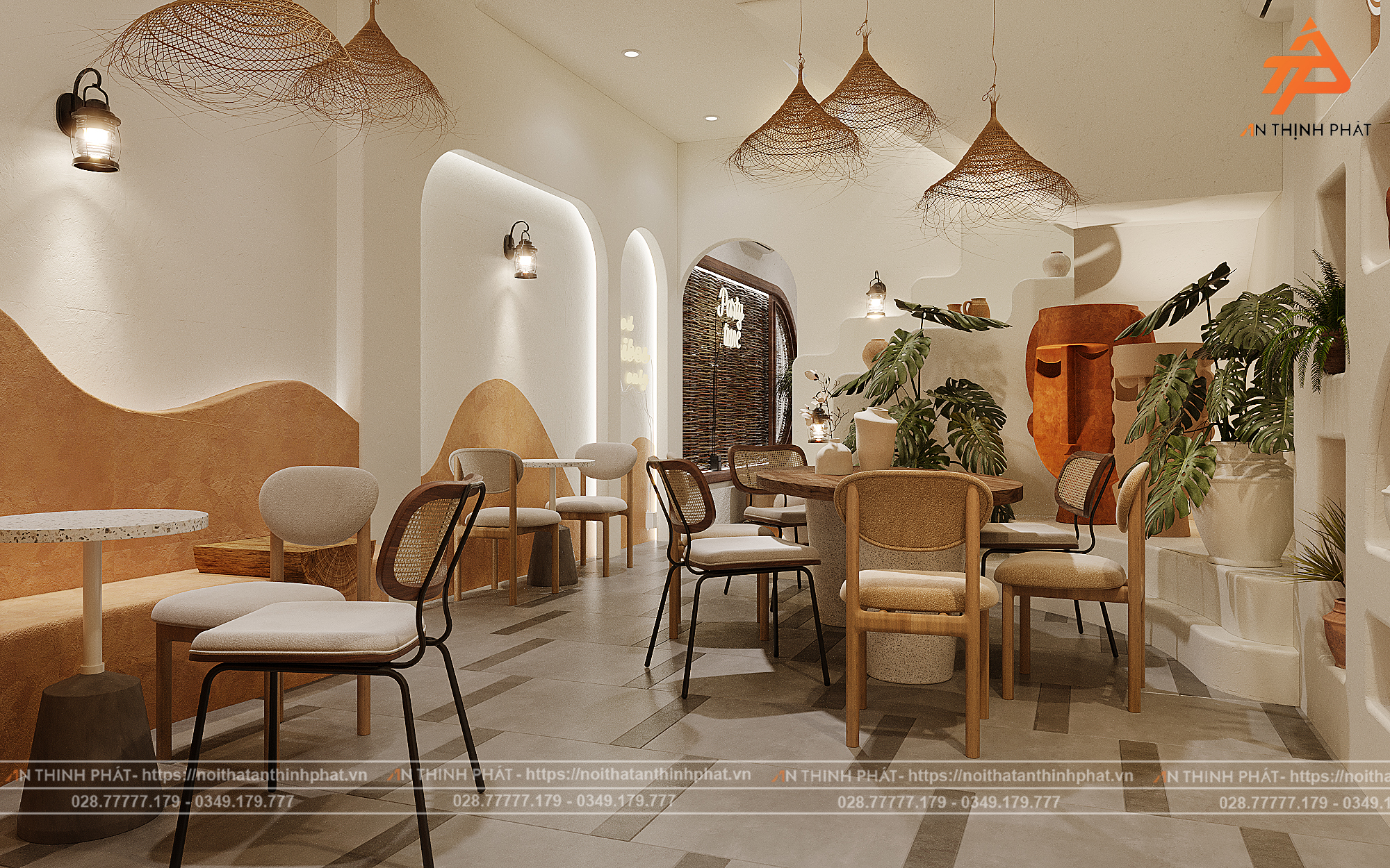 Em Xinh Coffee - 148 m² - Phong Cách Địa Trung Hải 10 Em Xinh Coffe thiết kế bởi Kiến trúc Nội thất An Thịnh Phát