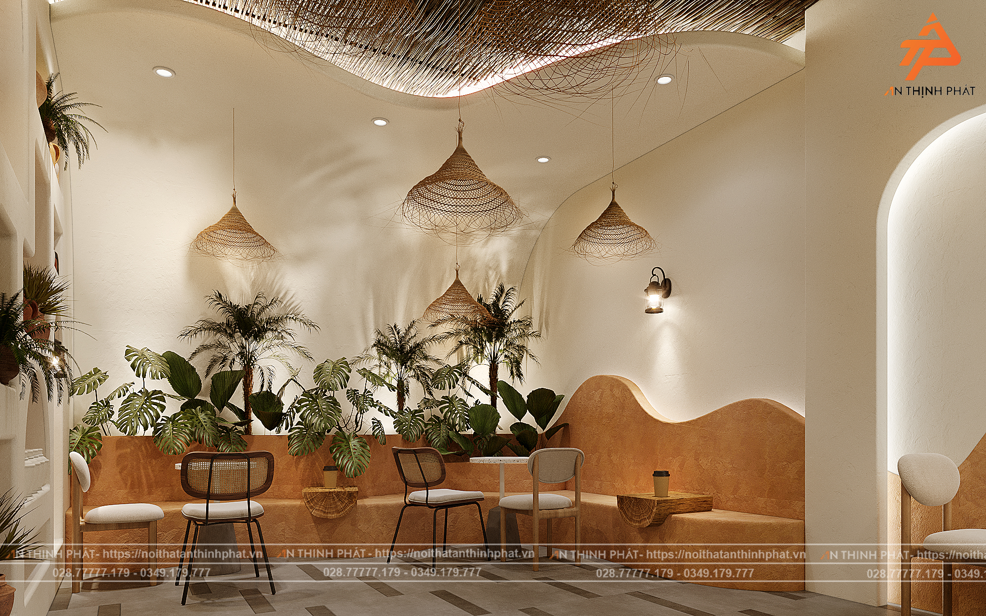 Em Xinh Coffee - 148 m² - Phong Cách Địa Trung Hải 11 Em Xinh Coffe thiết kế bởi Kiến trúc Nội thất An Thịnh Phát