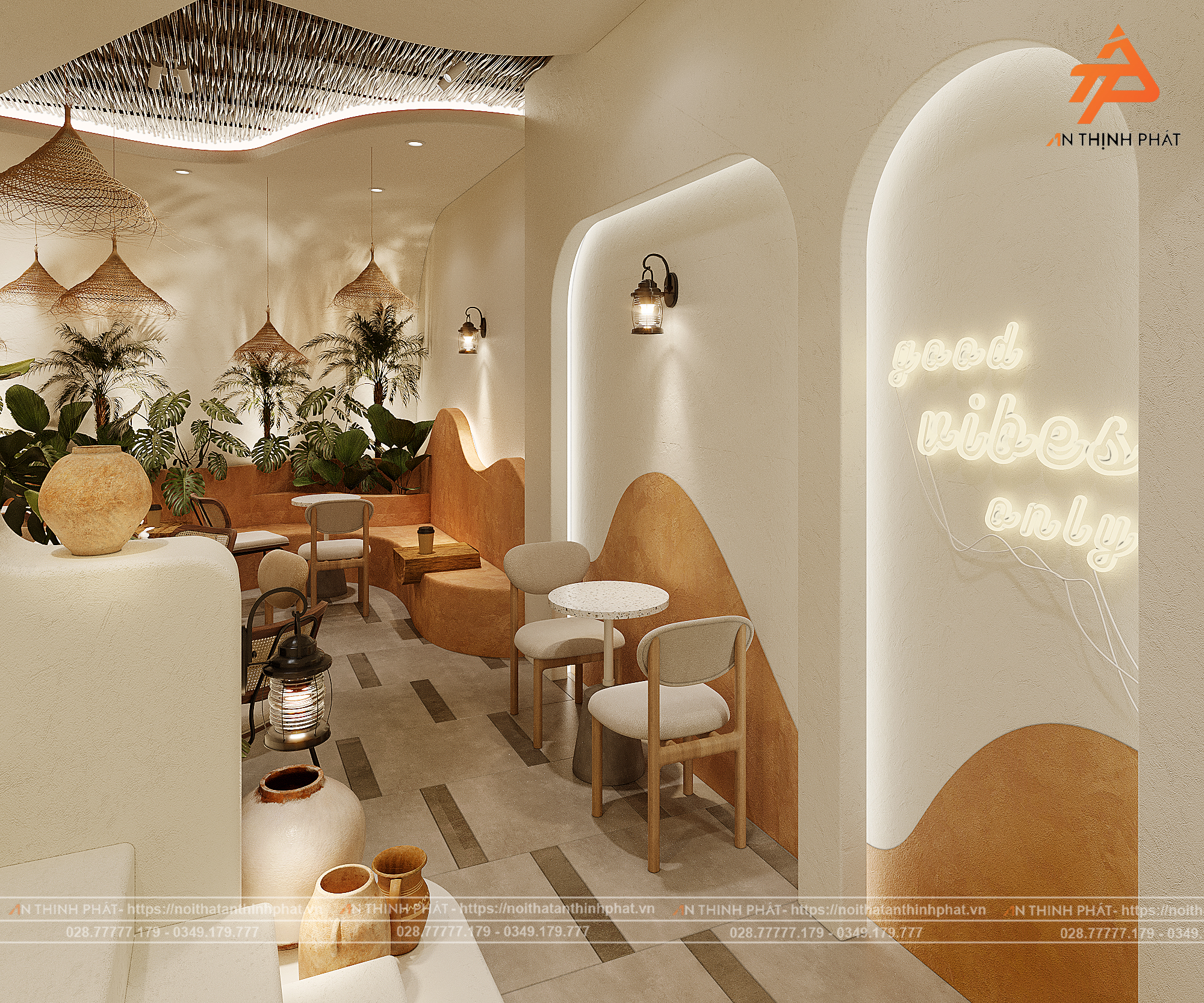 Em Xinh Coffee - 148 m² - Phong Cách Địa Trung Hải 12 Em Xinh Coffe thiết kế bởi Kiến trúc Nội thất An Thịnh Phát