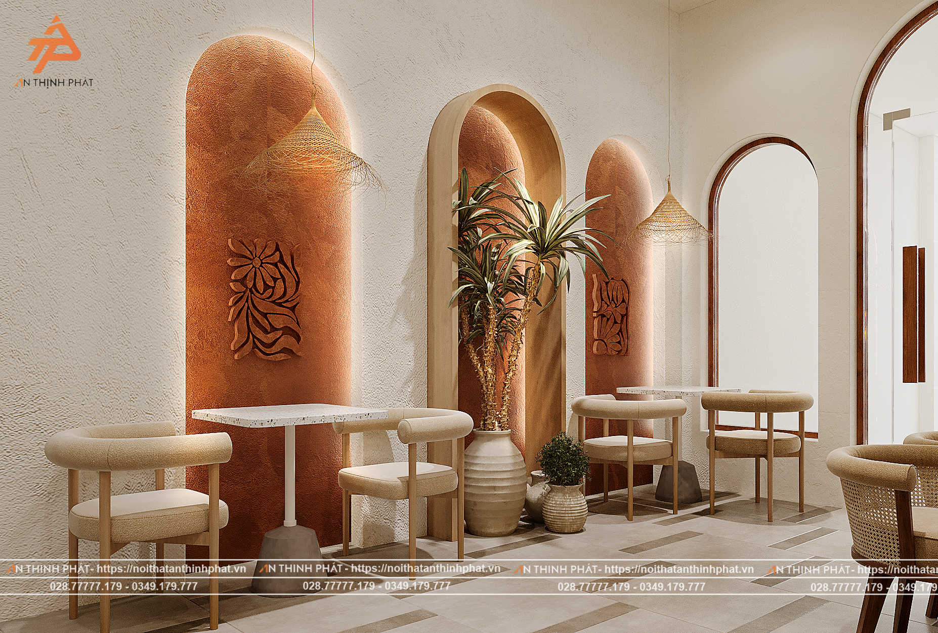 Em Xinh Coffee - 148 m² - Phong Cách Địa Trung Hải 4 Em Xinh Coffe thiết kế bởi Kiến trúc Nội thất An Thịnh Phát