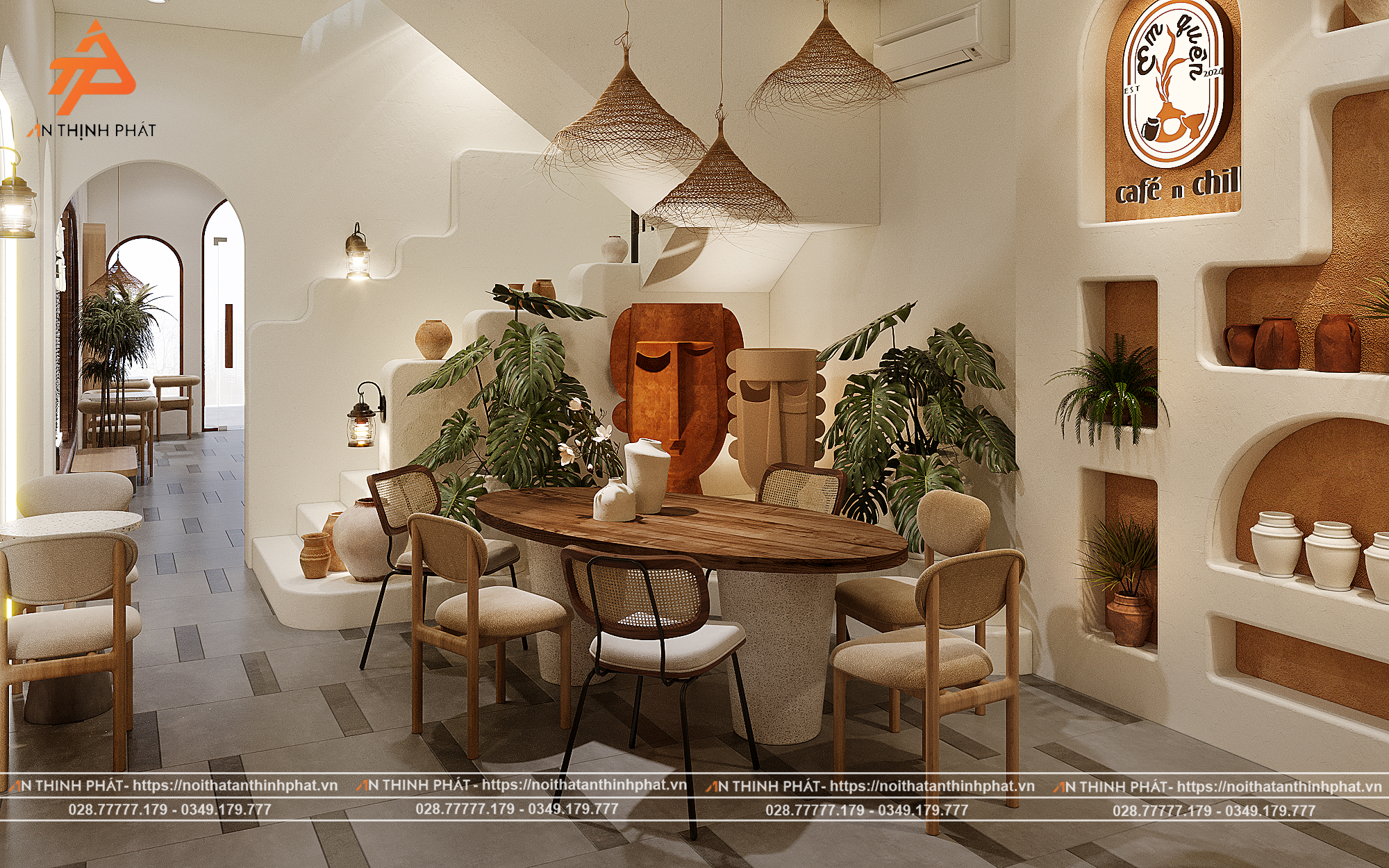 Em Xinh Coffee - 148 m² - Phong Cách Địa Trung Hải 7 Em Xinh Coffe thiết kế bởi Kiến trúc Nội thất An Thịnh Phát