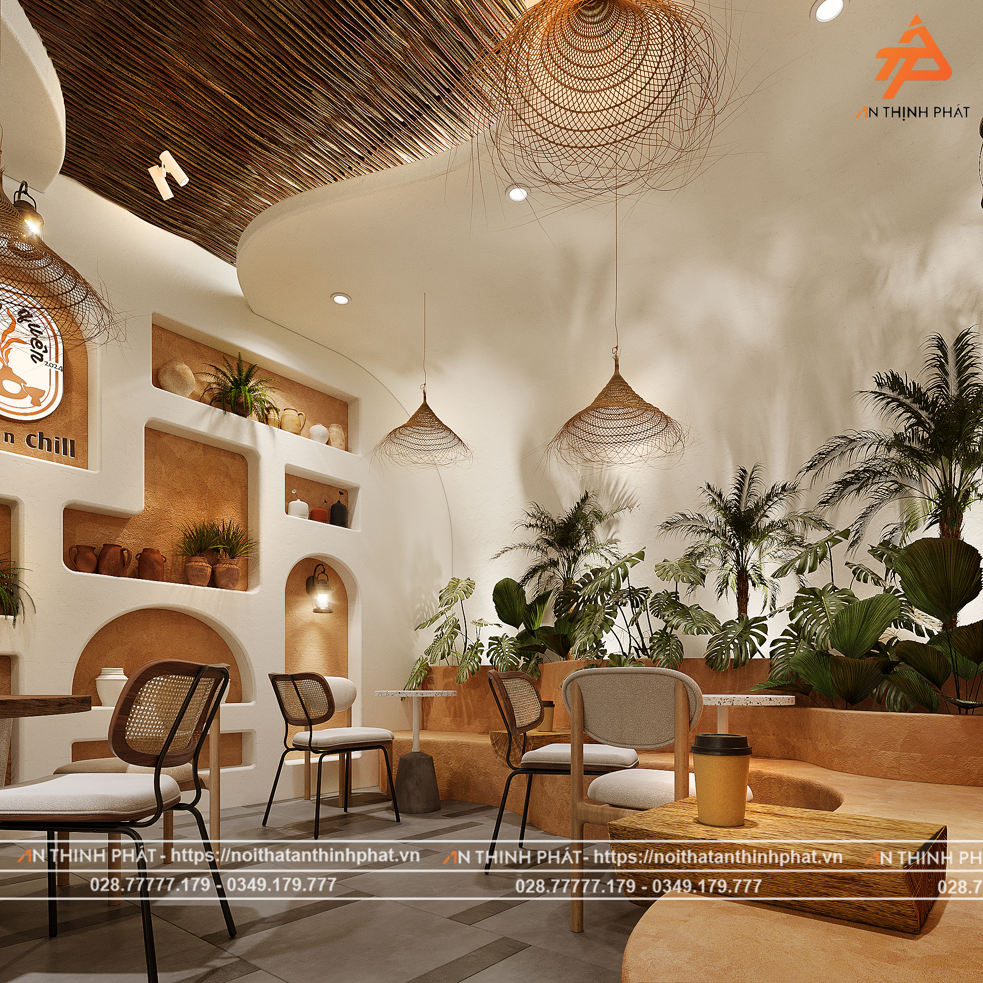 Em Xinh Coffee - 148 m² - Phong Cách Địa Trung Hải 8 Em Xinh Coffe thiết kế bởi Kiến trúc Nội thất An Thịnh Phát