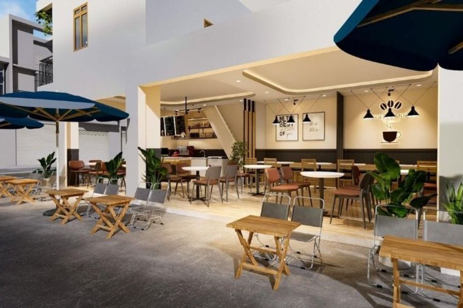 15 Mẫu Thiết Kế Quán Cafe Vỉa Hè Đẹp Đơn Giản, Cực Bắt Mắt 2 Thiết kế quán cafe vỉa hè
