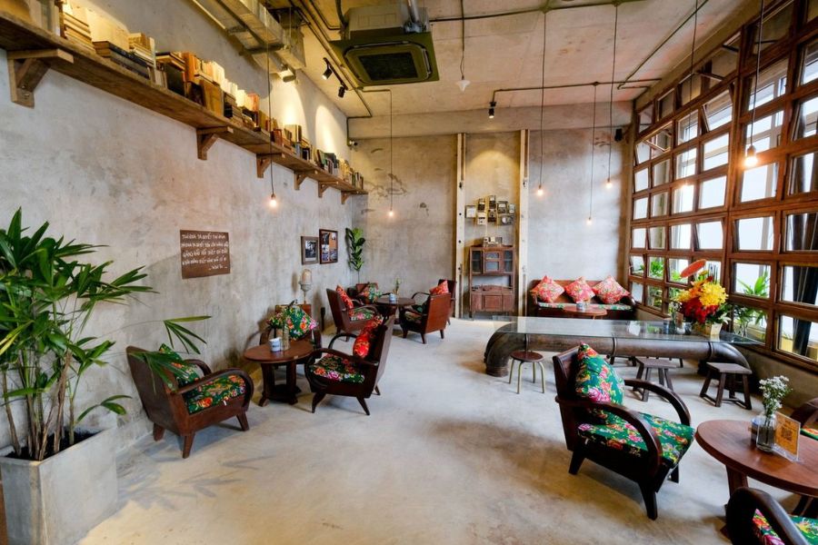 Thiết kế quán cafe sách 