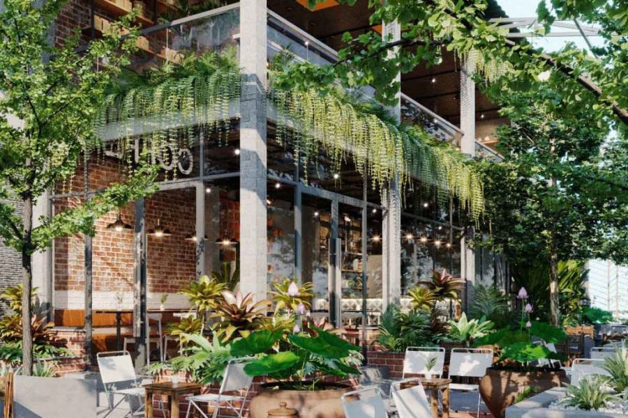7 Cách trang trí cây xanh đẹp, làm mát cho quán cafe đẹp và thu hút tài lộc, may mắn 2 trang trí cây xanh cho quán cafe