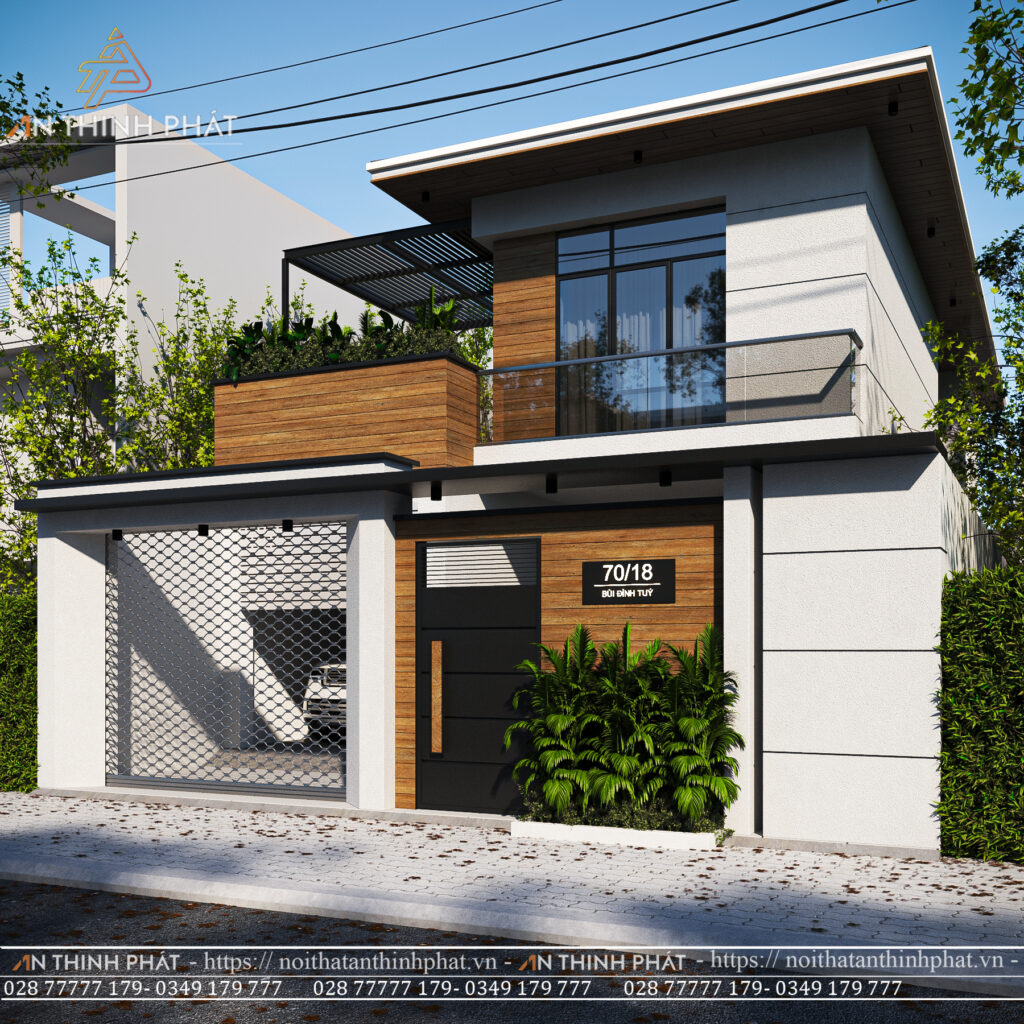 Ngoại thất nhà phố 260m2 - Long Thành, Đồng Nai 3 Thiết kế ngoại thất nhà phố 240m2 của Mr Quân tại Long Thành Đồng Nai