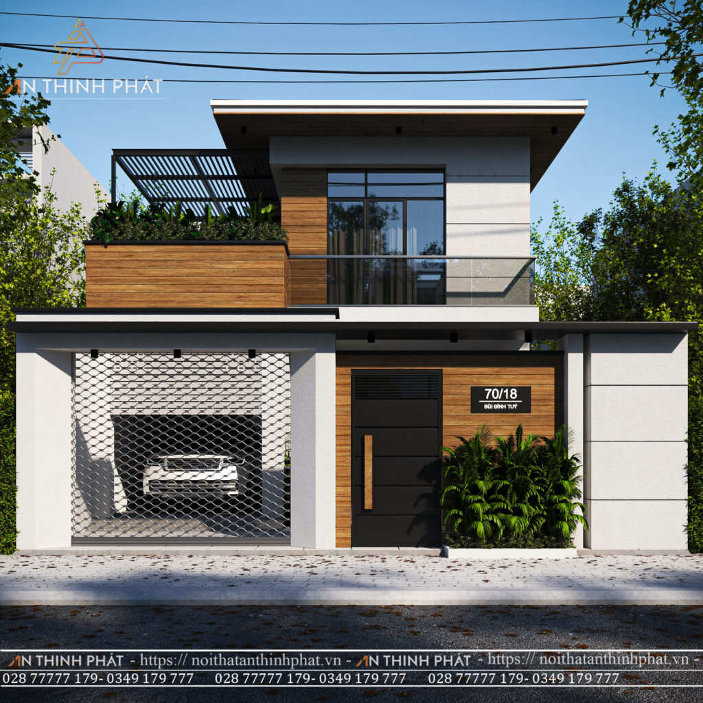 Ngoại thất nhà phố 260m2 - Long Thành, Đồng Nai 1 Thiết kế ngoại thất nhà phố 240m2 của Mr Quân tại Long Thành Đồng Nai