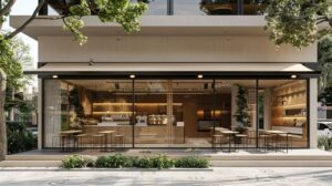 thiết kế quán cafe bằng kính