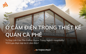Nội thất quán cà phê The Coffee House với thiết kế hiện đại, ổ cắm điện tiện lợi và không gian xanh.
