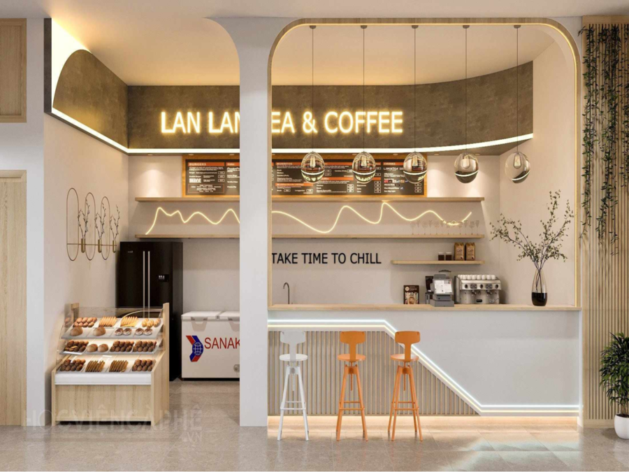 Thiết Kế Quán Cà Phê 15m2 Đẹp, Tối Ưu Chi Phí 2 Thiết Kế Quán Cà Phê 15m2 nhỏ phong cách mở, tận dụng tối đa ánh sáng trời và kết nối hài hòa với không gian bên ngoài.
