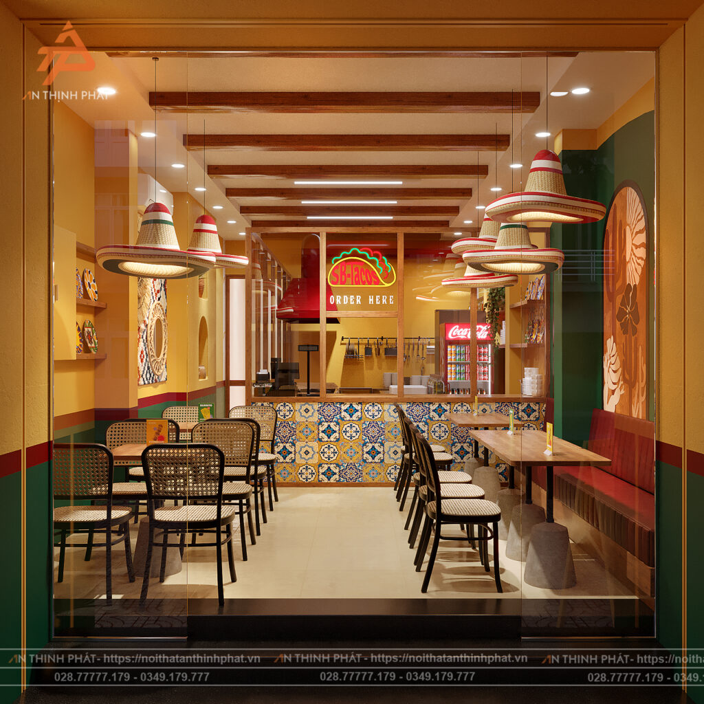 Nội thất nhà hàng SB Tacos mang phong cách Bohemian