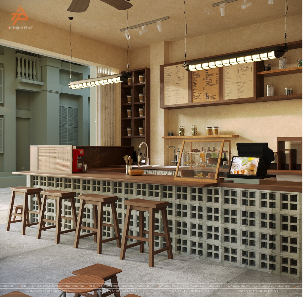 Coffee TAMONE - 80 m² - Hiện Đại (Modernism) 5 Khu vực bàn ghế ngồi đối diện quầy bar