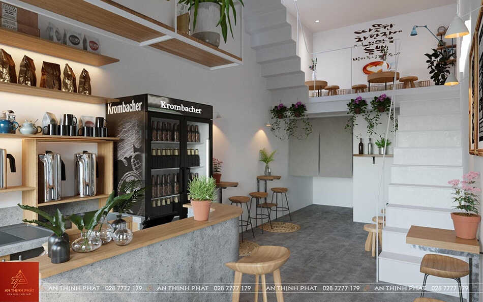 thi công quán trà sữa với quầy bar hiện đại