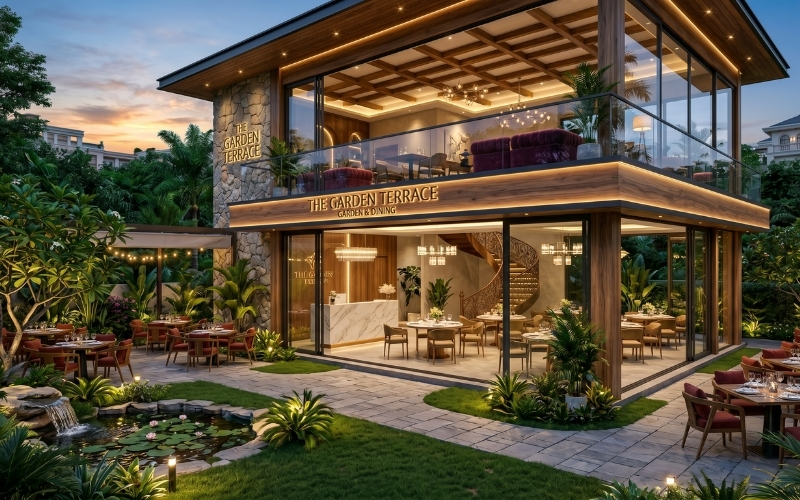 Thiết kế nhà hàng 2 tầng 