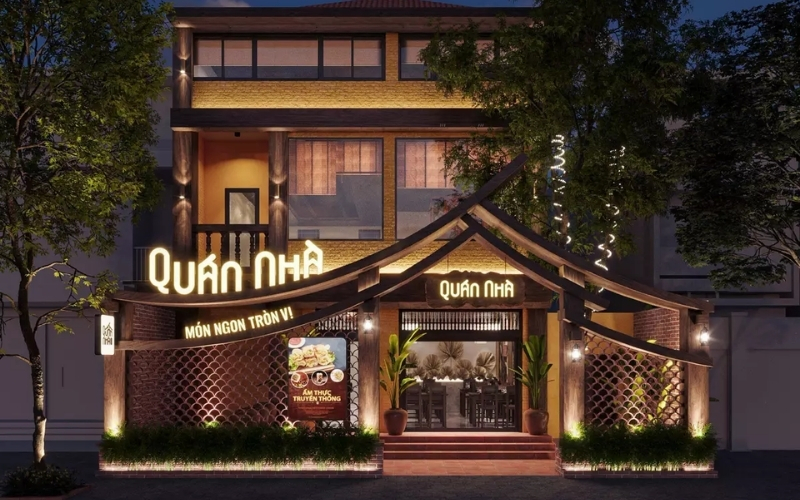 Thiết kế nhà hàng 2 tầng