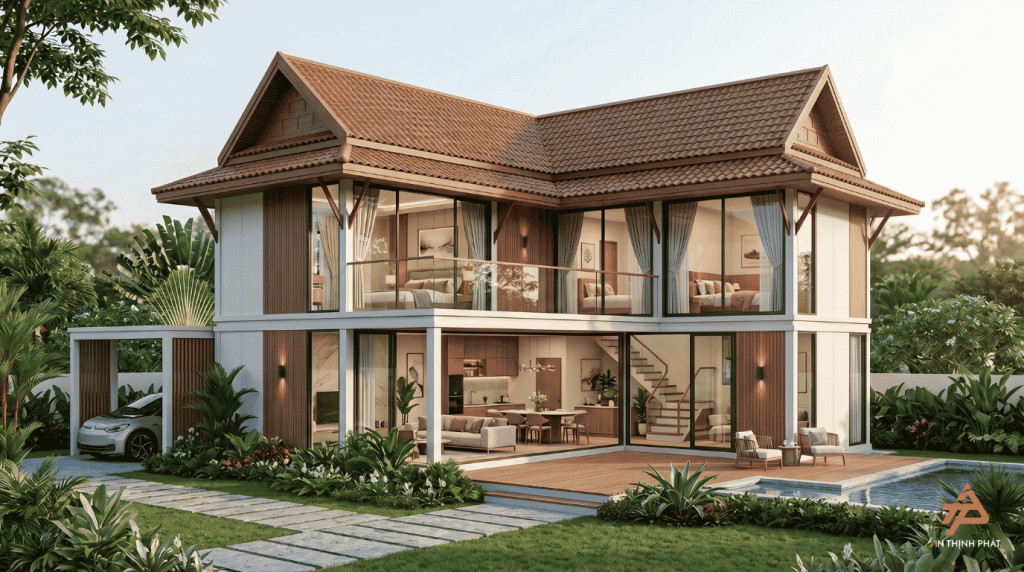 Nhà lắp ghép 2 tầng 3 phòng ngủ mái Thái - Nội thất Anh Thịnh Phát