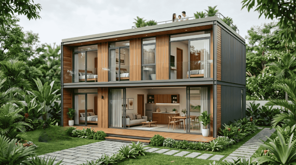 10+ Mẫu Nhà Lắp Ghép 2 Tầng 4 Phòng Ngủ Đẹp 2026 8 Nhà lắp ghép 2 tầng 4 phòng ngủ diện tích nhỏ - Nội thất An Thịnh Phát