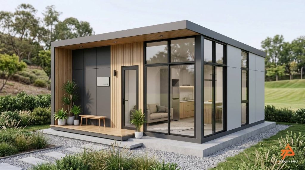 10+ Mẫu nhà lắp ghép giá 200 triệu đẹp, hiện đại 2026 6 Nhà lắp ghép giá 200 triệu panel cách nhiệt - Nội thất An Thịnh Phát