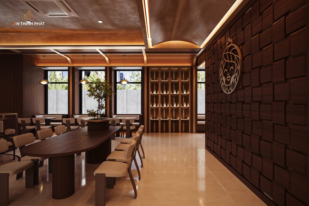 HEY TEA - 650 m² - Phong Cách Hiện Đại Tối Giản Sang Trọng 7 Thiết kế khu vực bên trong quán cafe