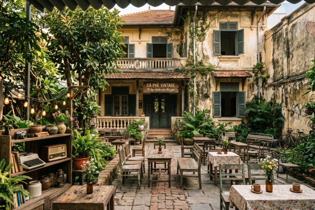 Thiết kế quán cafe từ biệt thự cũ 