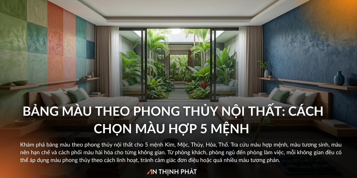 bảng màu theo phong thủy nội thất