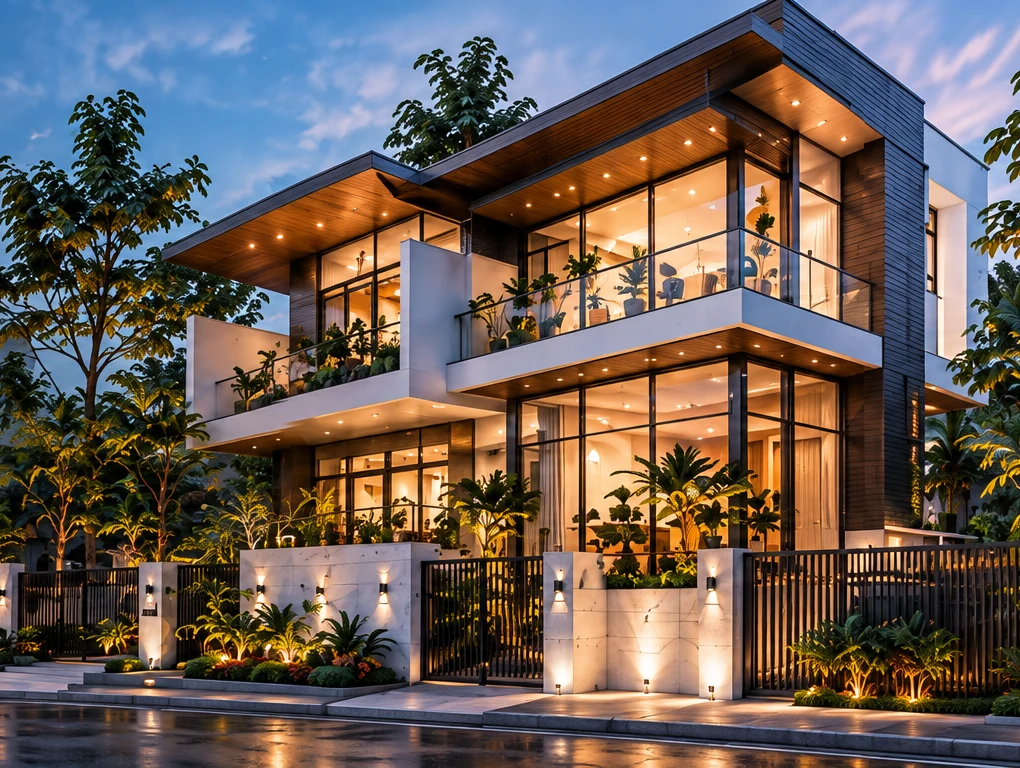Phối cảnh nhà ở hiện đại minh họa dịch vụ thiết kế thi công nhà phố và biệt thự