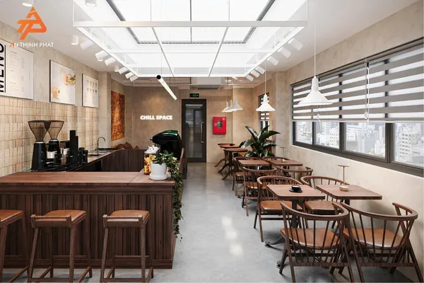 Phối cảnh tổng quan không gian rooftop Chill Space do An Thịnh Phát thiết kế