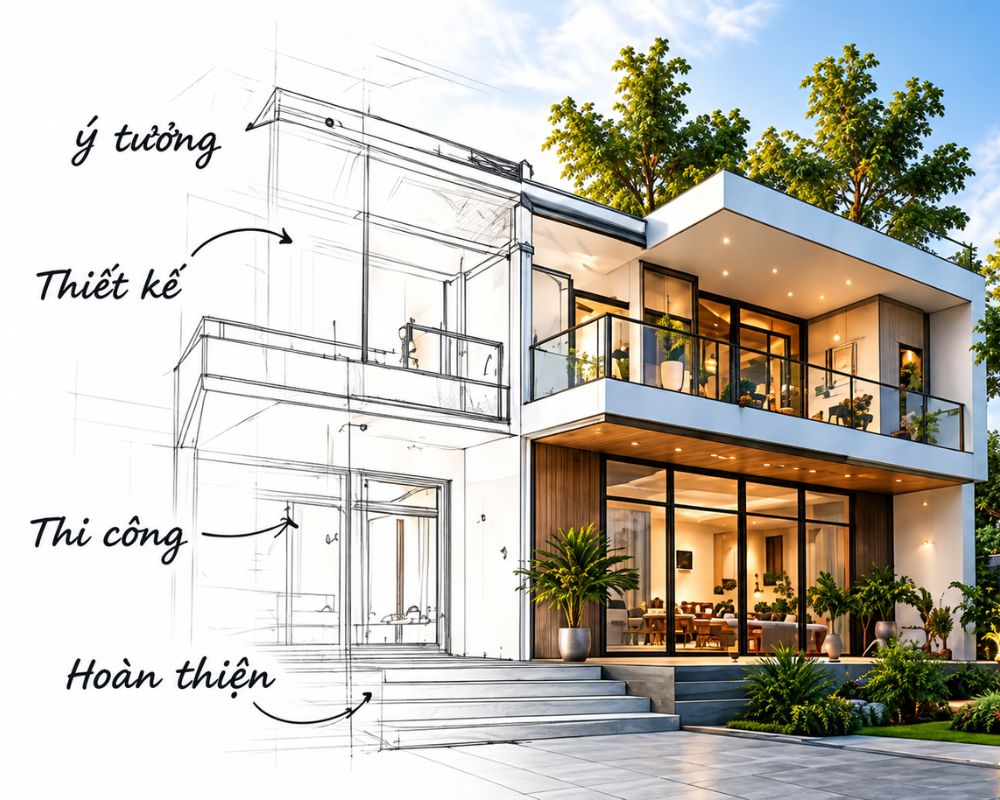 Từ ý tưởng, thiết kế kiến trúc đến thi công hoàn thiện nhà phố biệt thự tại An Thịnh Phát